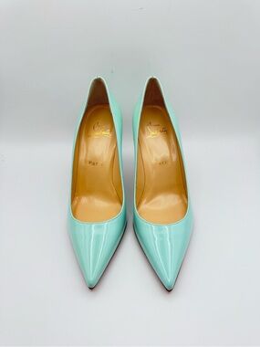 Christian Louboutin Decollete 554 85 Patent Mint Aqua Pumps heels 36.5 Tiffany